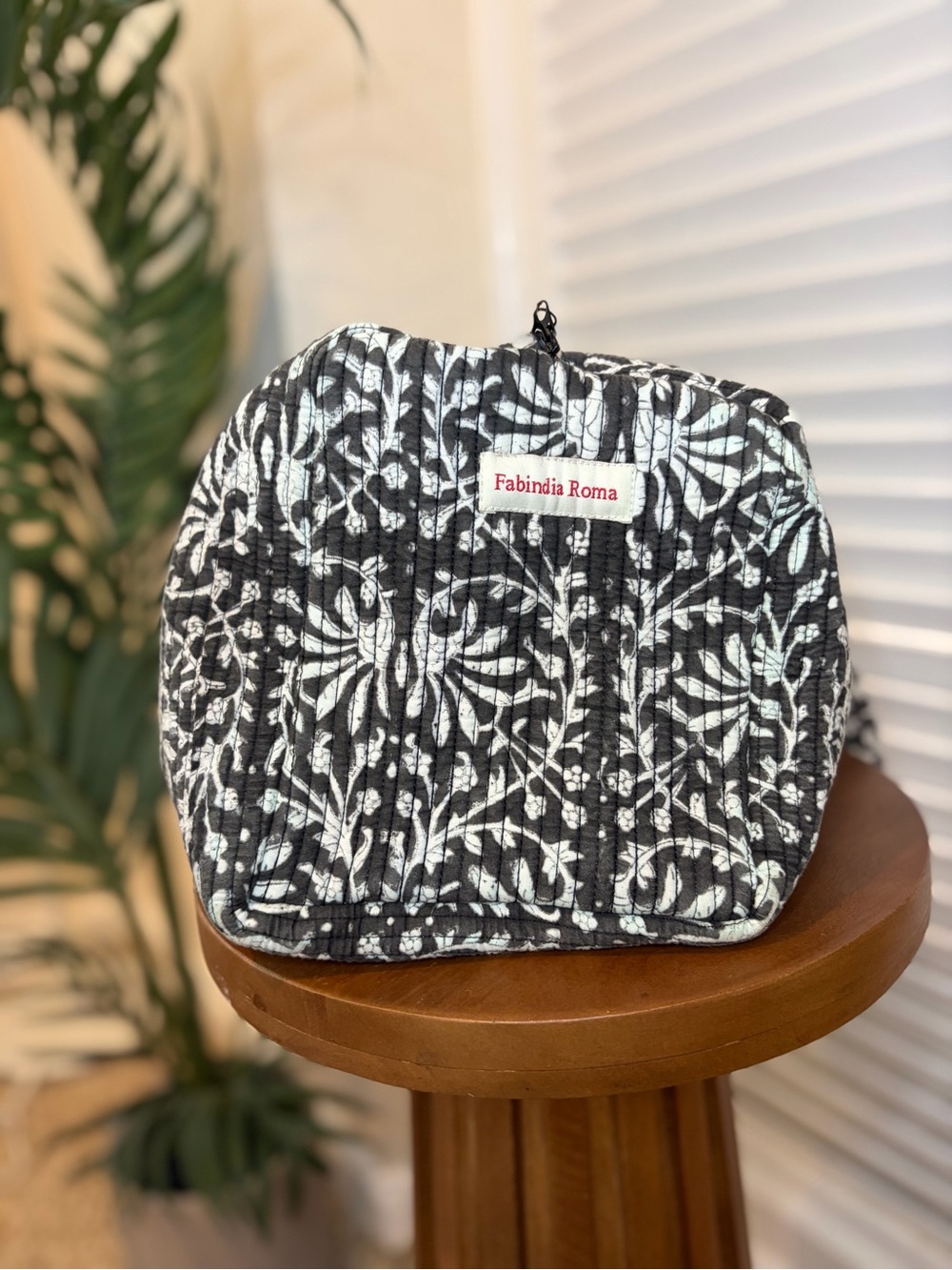 Fabindia Roma Block Print Quilted Duffle Weekender Bag